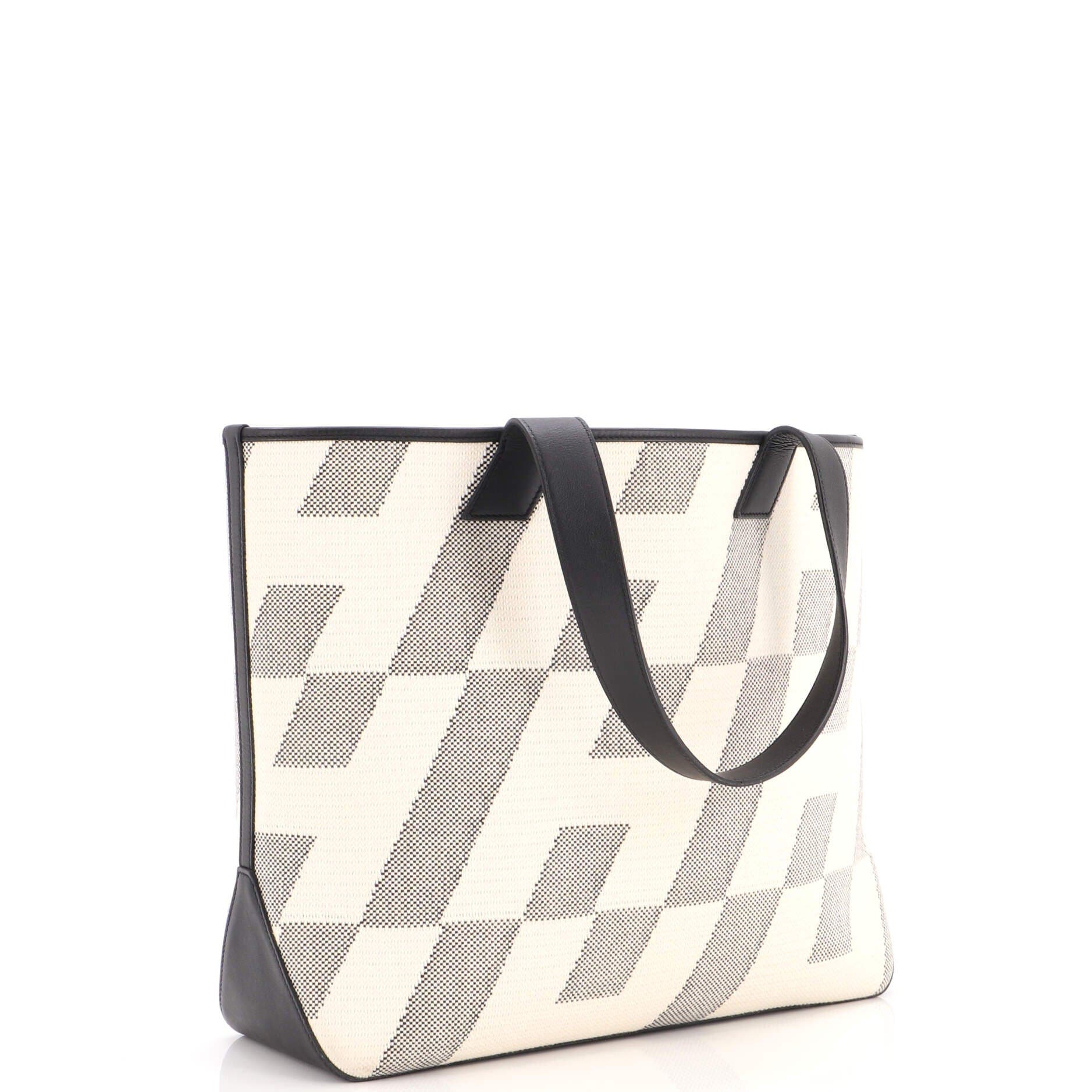 Cabas H en Biais Tote Canvas with Leather 40, Alternate, color, Black