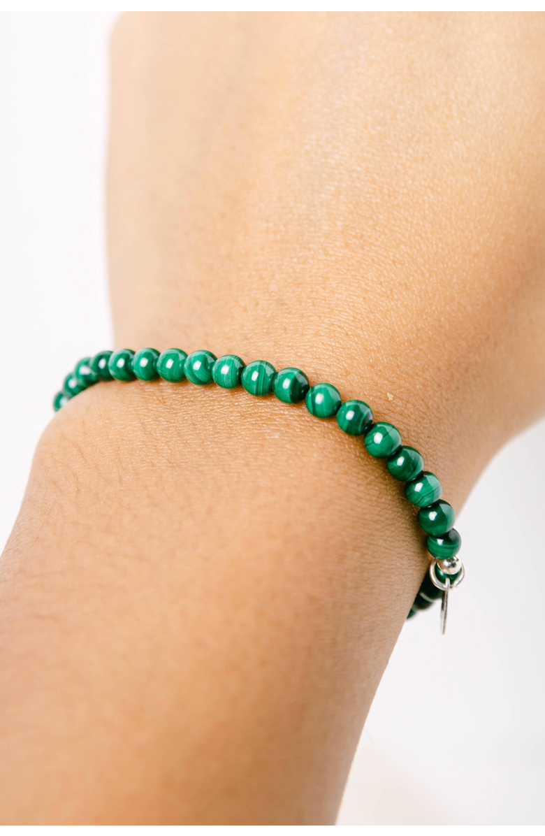 Tiny Rituals Genuine Malachite Energy Bracelet, Alternate, color, Dark Green