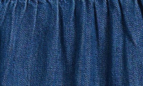 Nordstrom Embroidered Flutter Sleeve Denim Romper In Sapphire Wash Flower Field