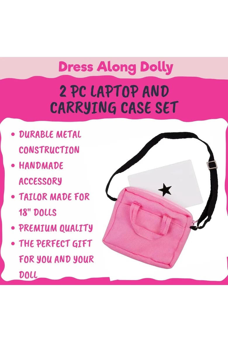 Metal Computer Laptop w Carrying Bag Made for 18" Dolls - Durable Metal Construction w Detailed Display, Alternate, color, Grey