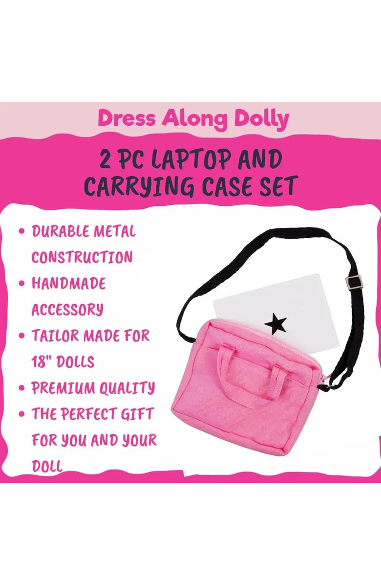 Dress Along Dolly Metal Computer Laptop w Carrying Bag Made for 18" Dolls - Durable Metal Construction w Detailed Display, Alternate, color, Grey