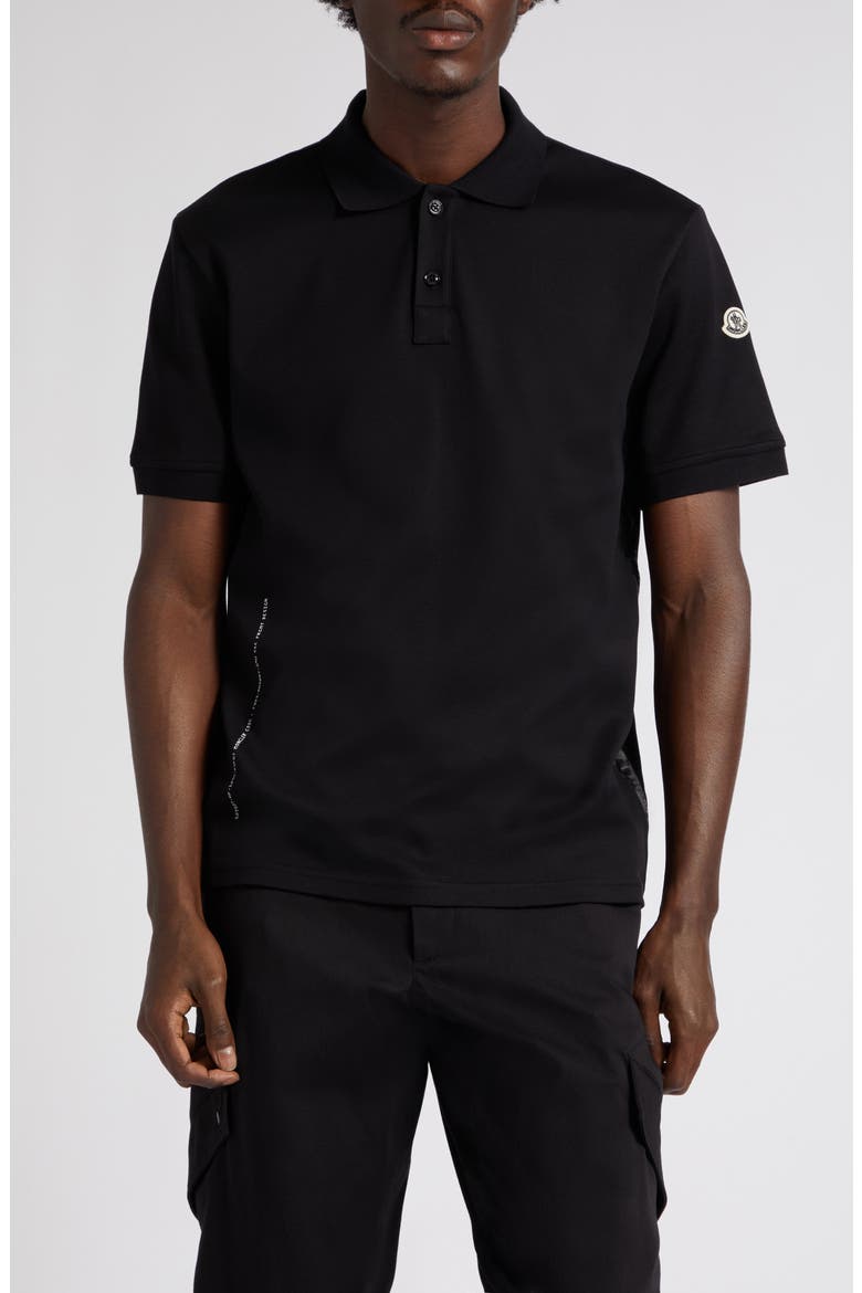 Cotton Piqué Polo, Main, color, BLACK