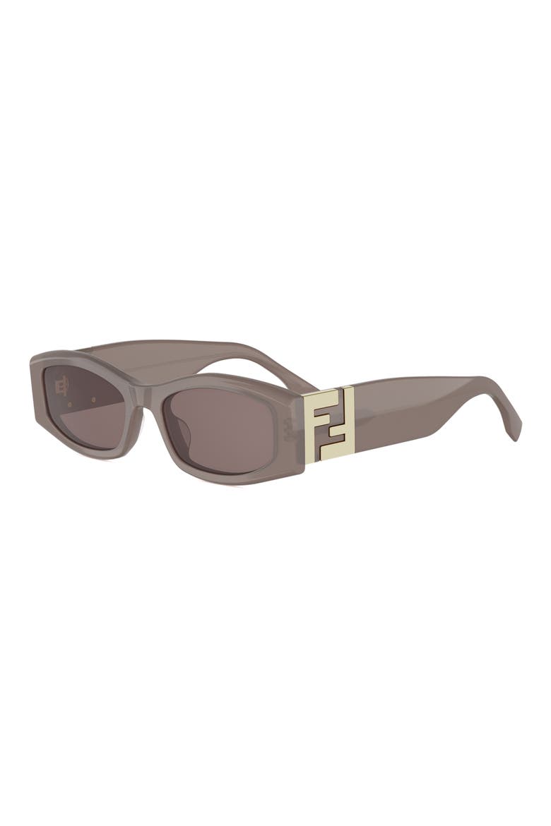 Forever Fendi 54mm Rectangular Sunglasses, Alternate, color, SHINY DARK BROWN / BROWN