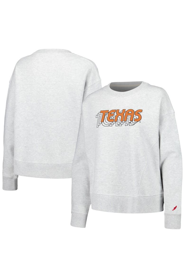 Women's League Collegiate Wear Ash Texas Longhorns Boxy Pullover Sweatshirt, Main, color, Ash