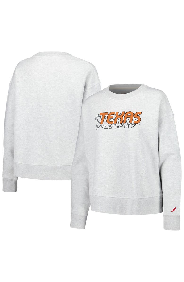 LEAGUE COLLEGIATE WEAR Women's League Collegiate Wear Ash Texas Longhorns Boxy Pullover Sweatshirt, Main, color, Ash