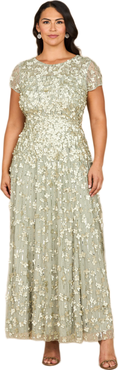 LARA New York 3D Floral Embellished Cap Sleeve Gown
