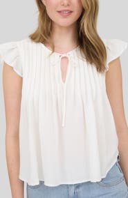 Blu Pepper Pin Tuck Pleat Ruffle Top