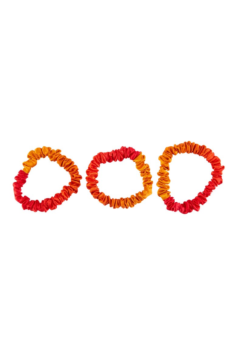 3-Pack Skinny Silk Scrunchies, Main, color, ORANGE OMBRE