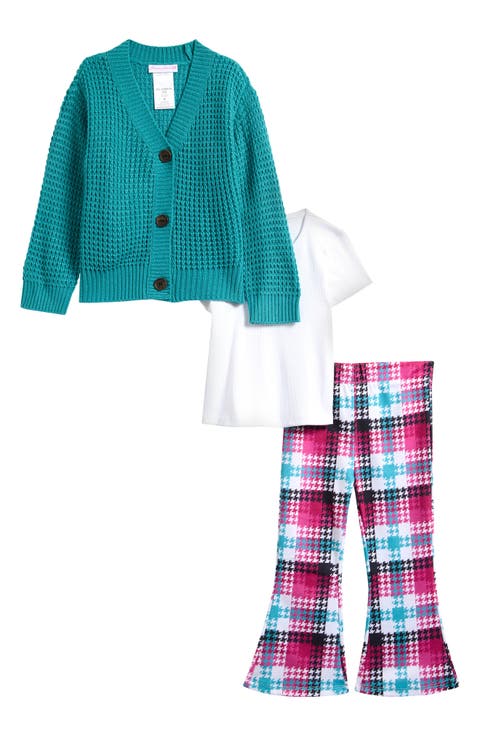 Kids' T-Shirt, Cardigan & Scuba Pants Set (Little Kid)