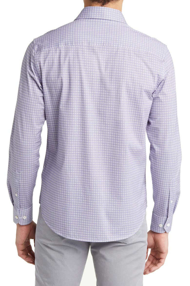 James OoohCotton® Geometric Print Stretch Cotton Button-Up Shirt, Alternate, color, LAVENDER