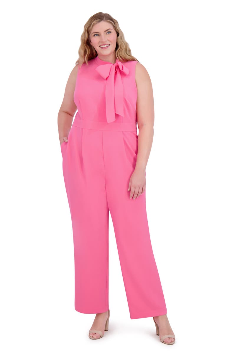 Vince Camuto Bow Neck Sleeveless Stretch Crepe Jumpsuit, Alternate, color,