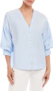 Karen Kane Lantern Sleeve Cotton Button-Up Shirt