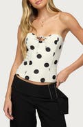 EDIKTED Antonelle Polka Dot Strapless Corset Top