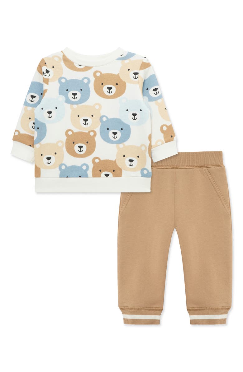 Little Me Bear Sweatshirt & Joggers Set, Main, color, Tan