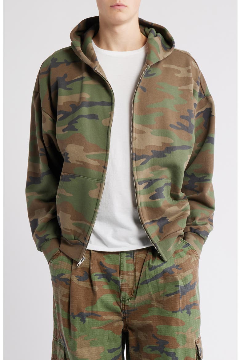 Camo Cotton Zip Hoodie, Main, color, CAMO