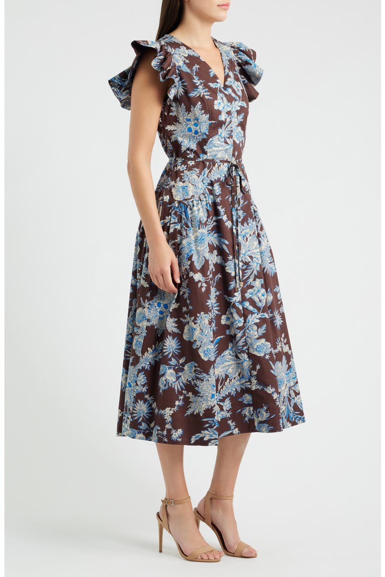 The Eloise Floral Print A-Line Dress, Alternate, color, FLORAL EARTH PRINT