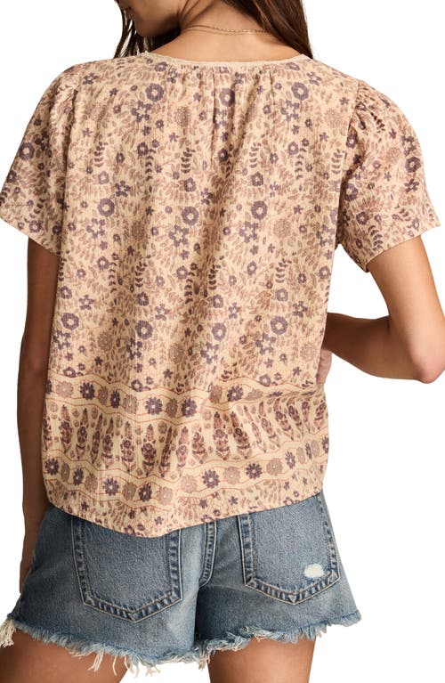 Lucky Brand Lace Trim Top In Multi