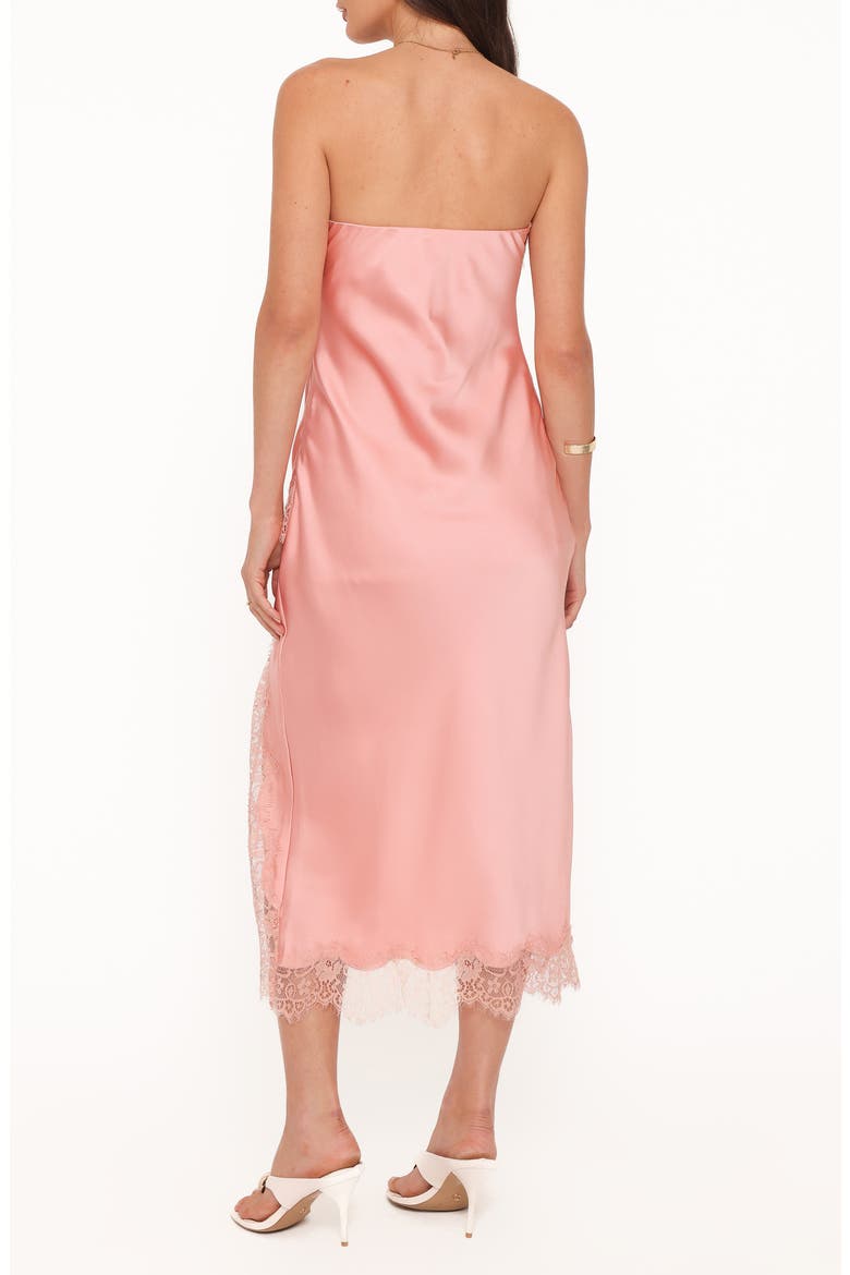 Marjorie Strapless Lace Hem Midi Dress, Alternate, color, APRICOT