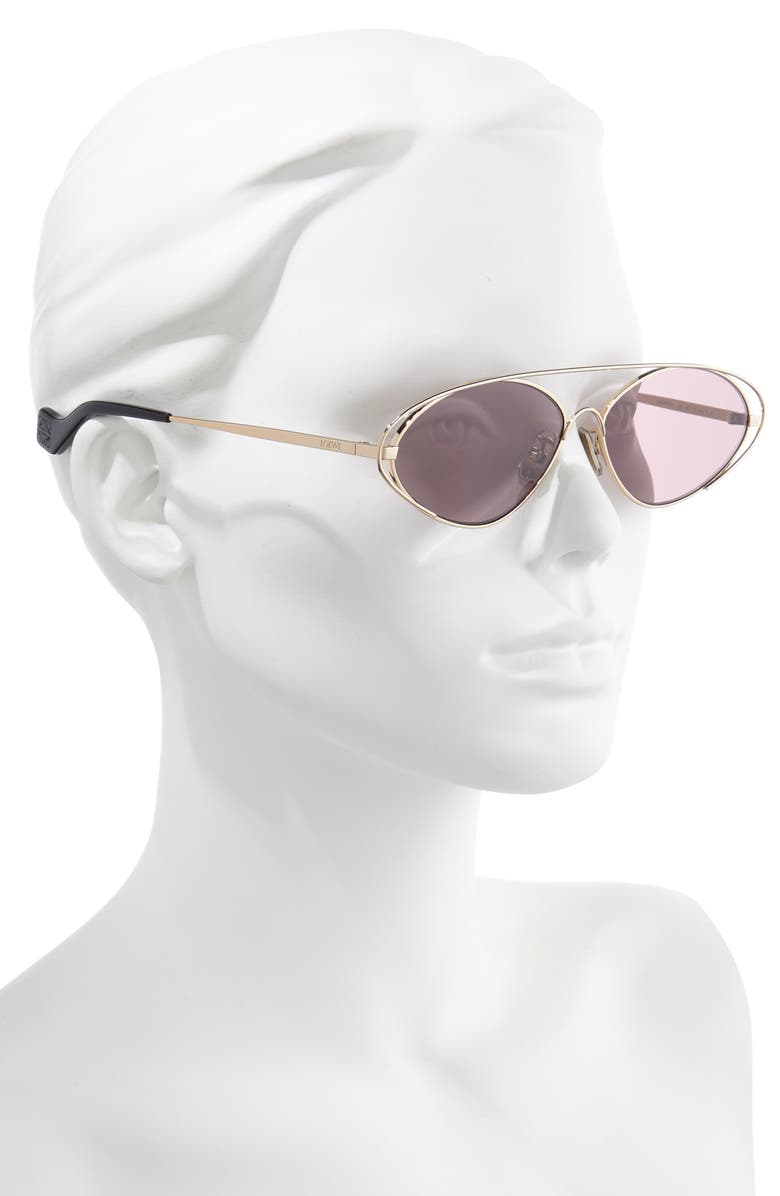 Loewe 60mm Tinted Oval Aviator Sunglasses, Alternate, color,