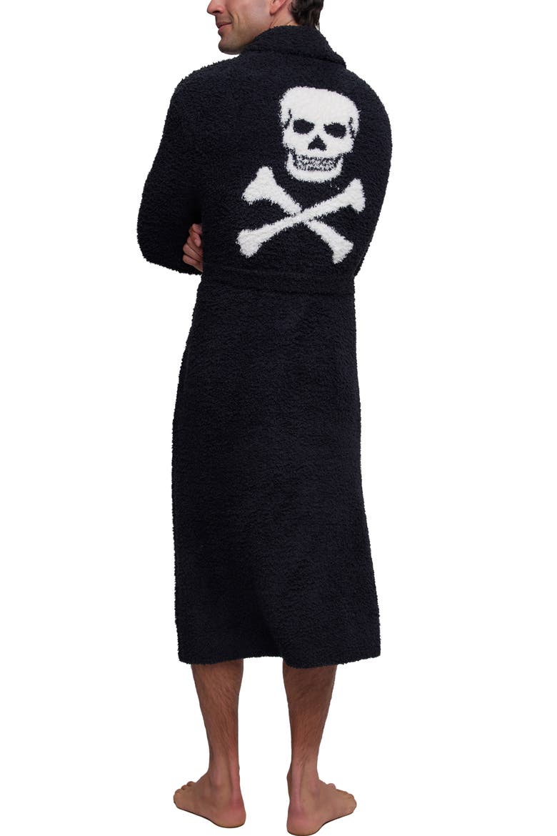 CozyChic® Skull and Bones Robe, Alternate, color, BLACK-CREAM
