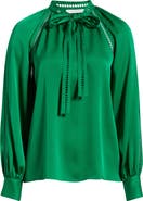 Elie Tahari The Angie Tie Neck Stretch Silk Top