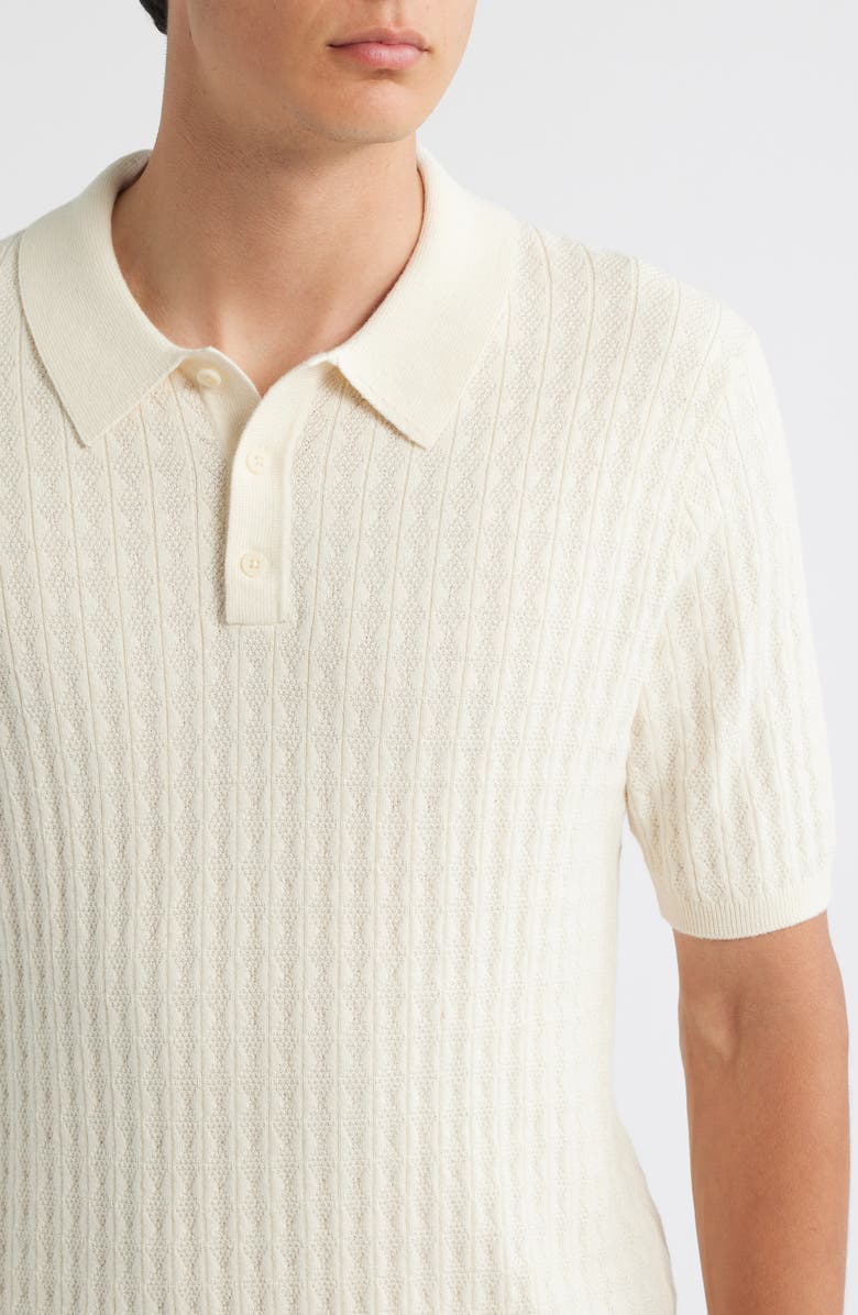 Wax London Naples Rib Cotton & Cashmere Polo Sweater, Alternate, color, Ecru