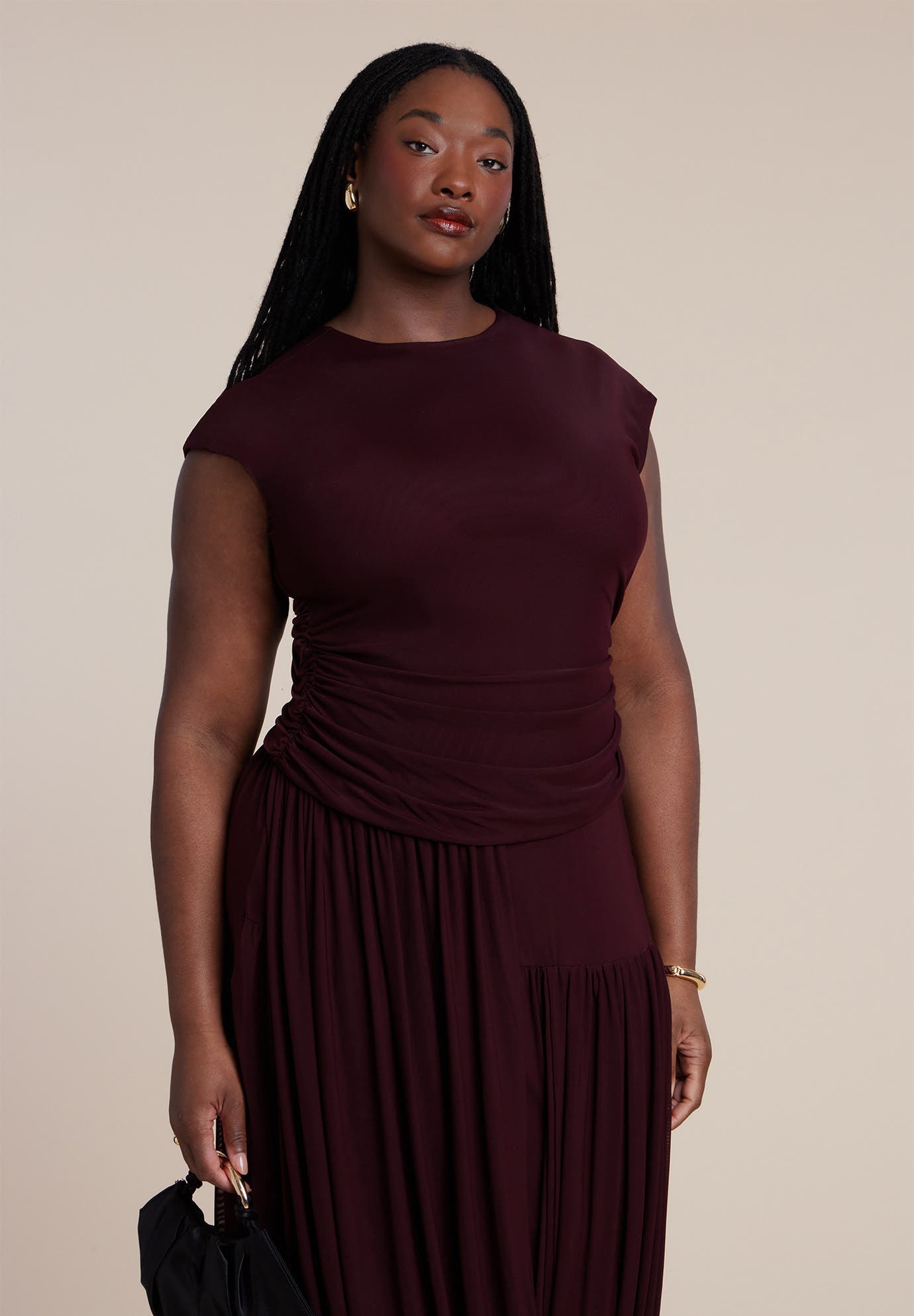 Drape Detail Fitted Mesh Dress - image 4