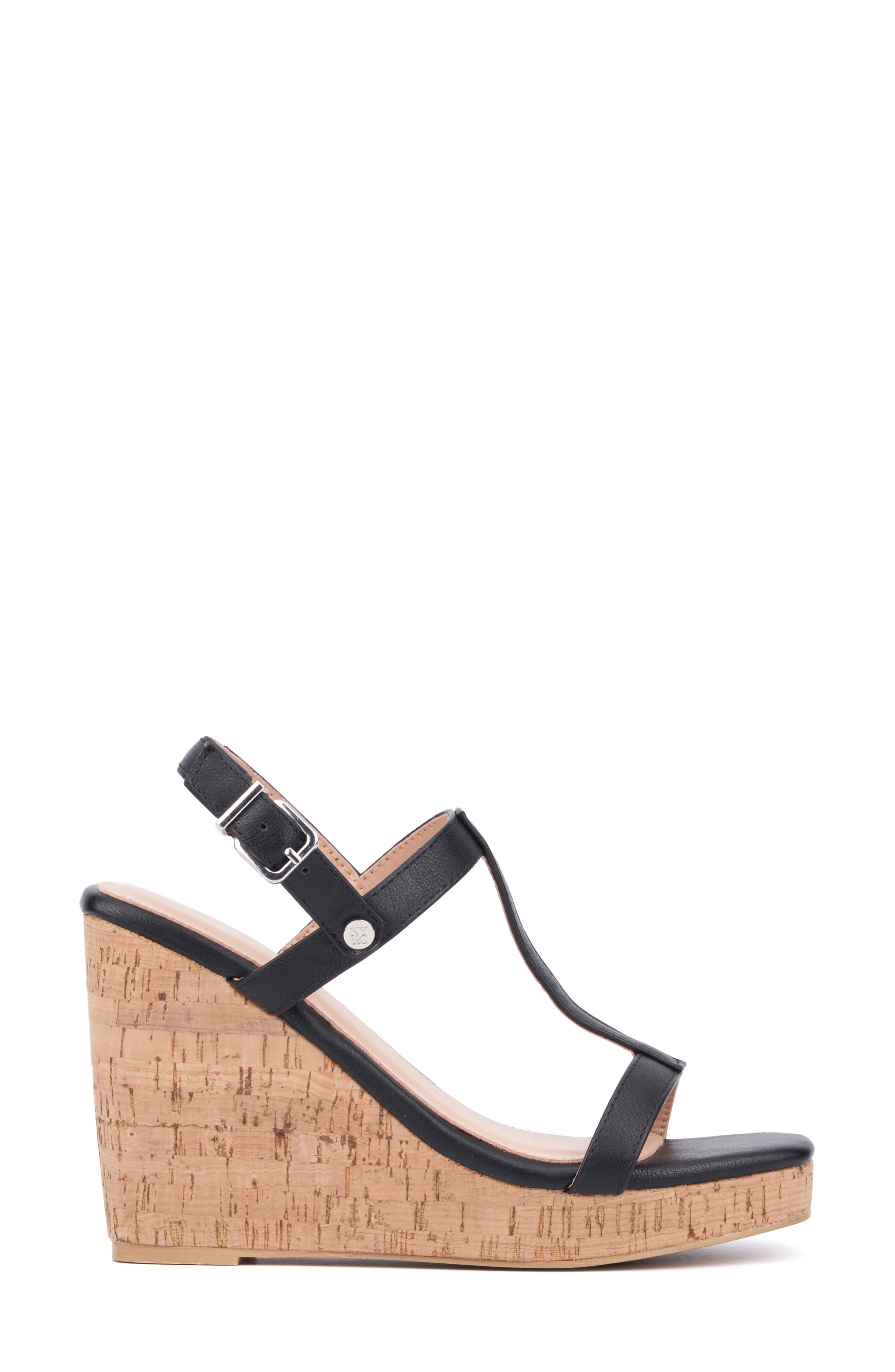 NEW YORK AND COMPANY Aimee Wedge Sandal, Alternate, color, Black
