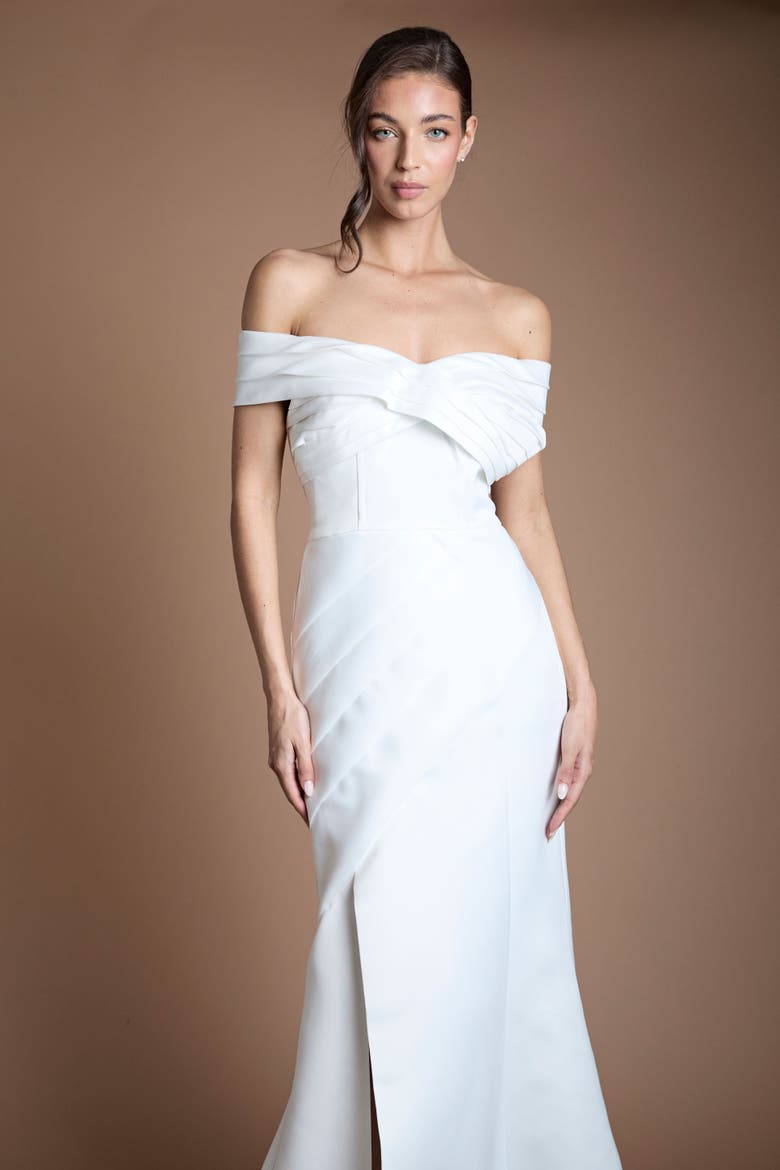 Bandeau Fishtail Bridal Dress, Alternate, color, Ivory