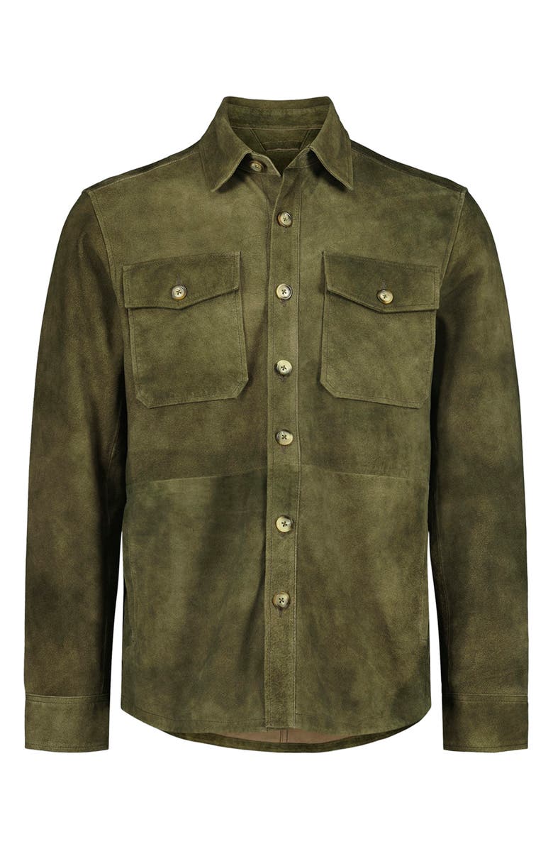 Robert Graham Manzo Goatskin Suede Field Jacket, Alternate, color, Olive