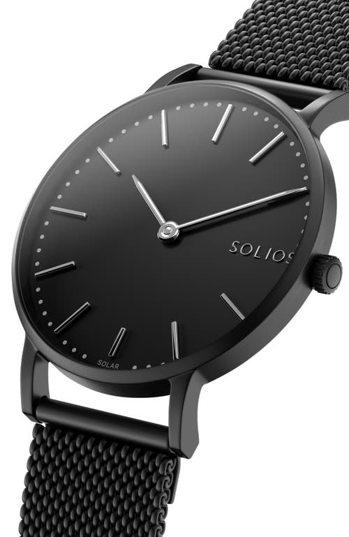 Solios Watches The Solar Classic | Black Dial In Mat Black Mesh Metal