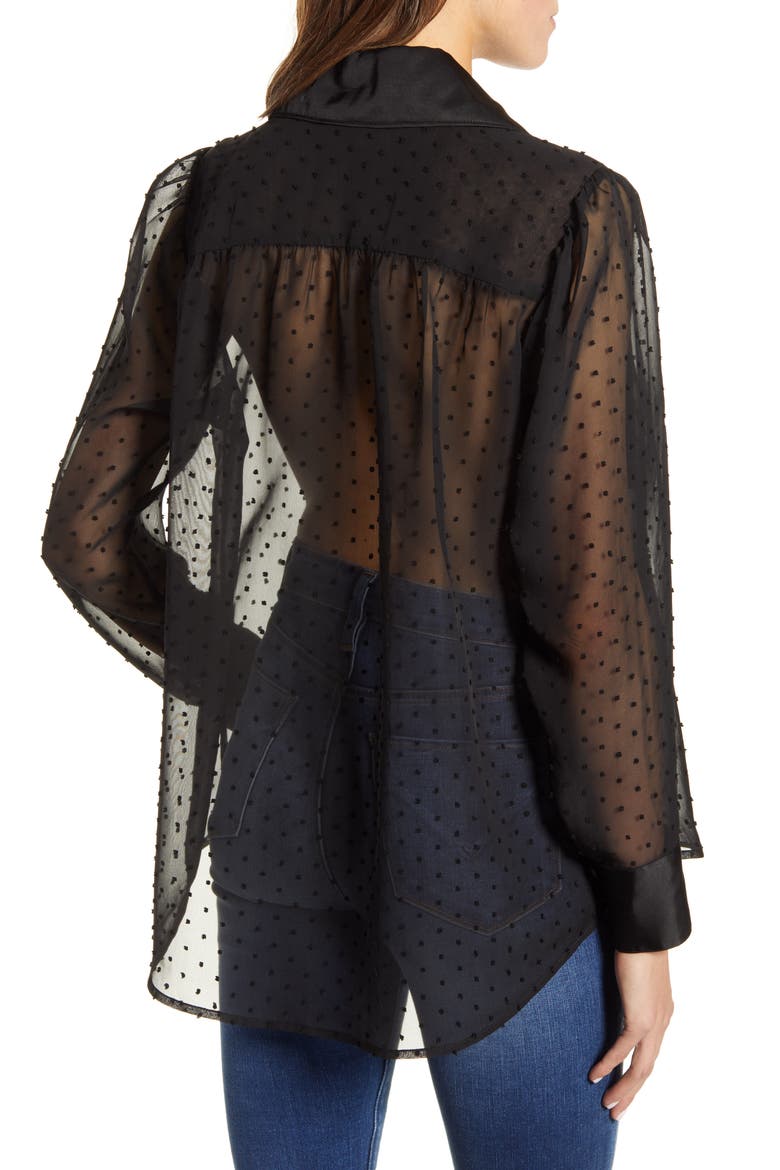 Sheer Swiss Dot Shirt, Alternate, color, JET BLACK