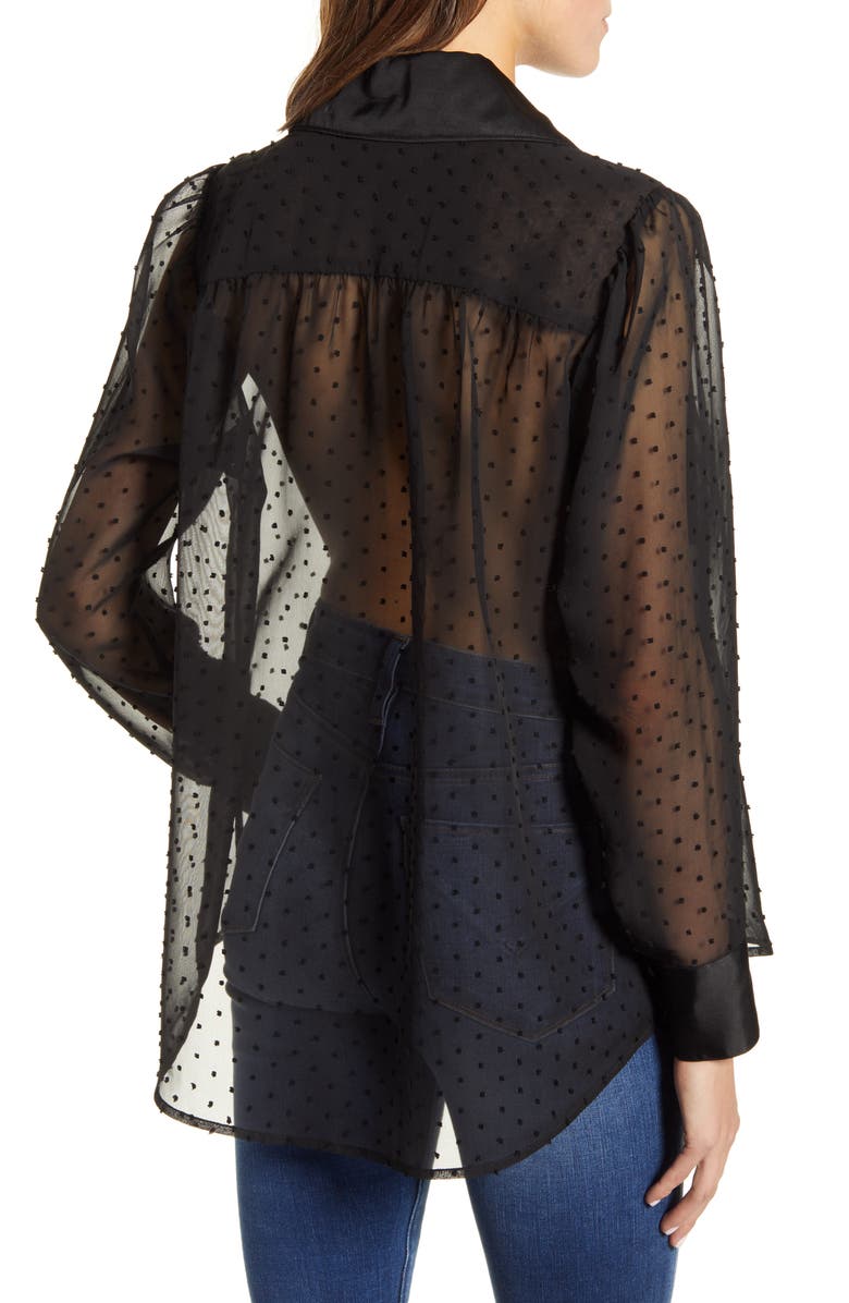 7 For All Mankind <sup>®</sup> Sheer Swiss Dot Shirt, Alternate, color,