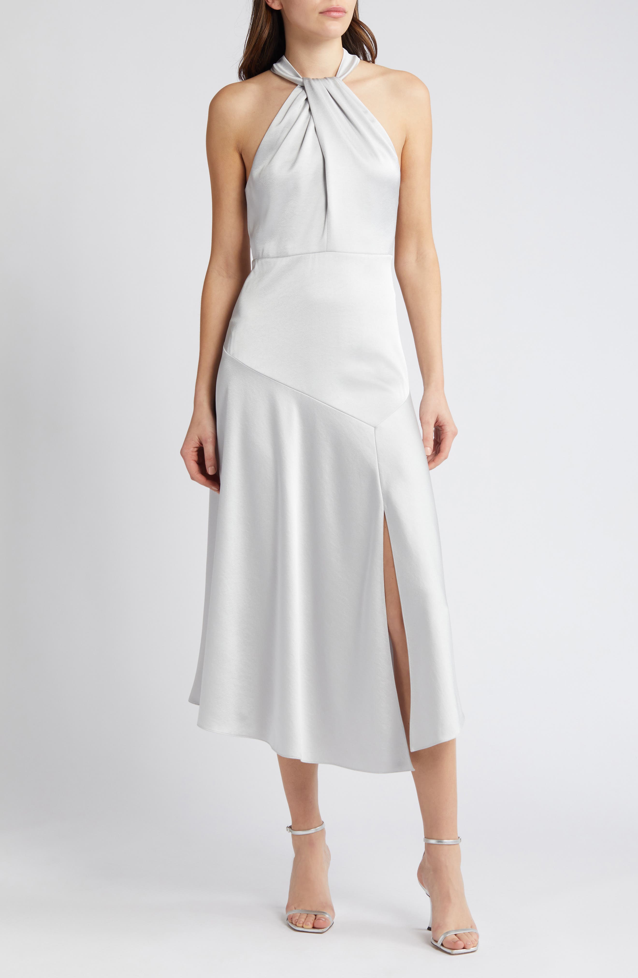 Ted Baker London Masae Twist Neck Satin Cocktail Dress (Women