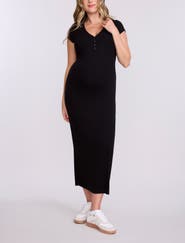 MOTHERHOOD MATERNITY Short Sleeve Henley Bodycon Maxi Dress