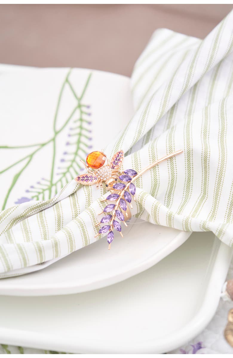 C&F Home Lavender and Bee Tabletop Napkin Rings Set of 4, Alternate, color, Purple