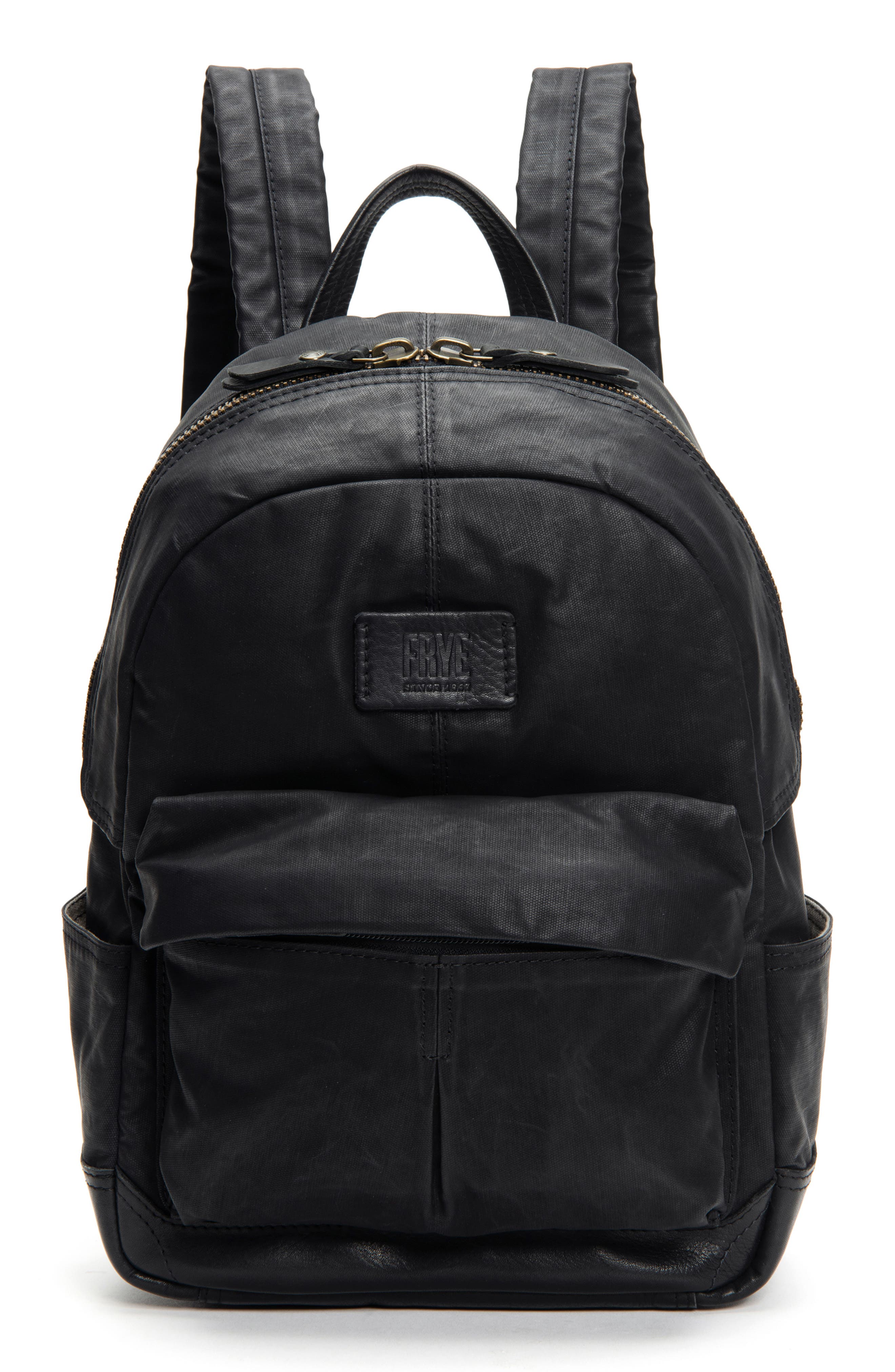 Frye Small Scout Canvas & Leather Backpack, Main, color, 