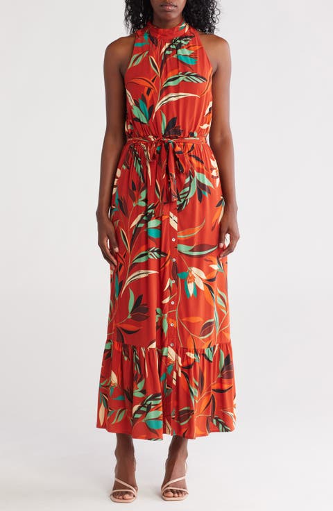 Tiered Tie Waist Maxi Dress