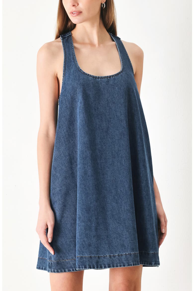 Denim Minidress, Alternate, color, INDIGO