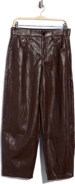 Democracy Faux Leather Relaxed Barrel Ankle Pants