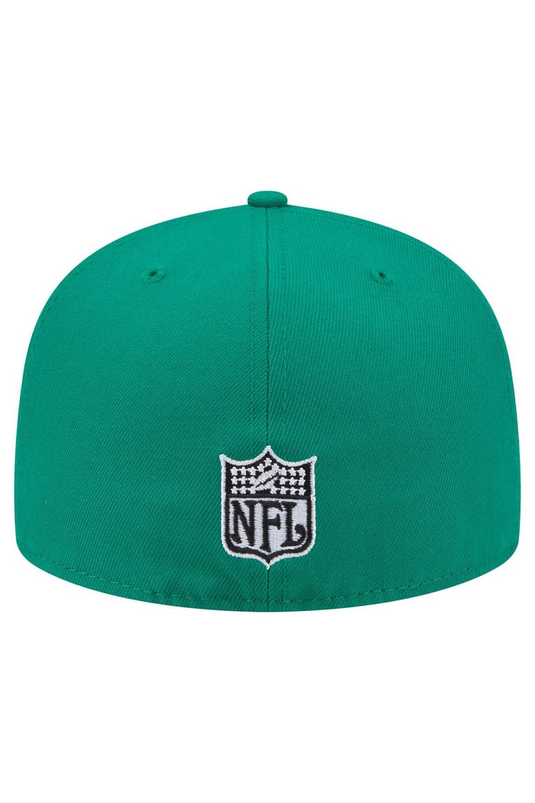 Men's New Era Kelly Green Philadelphia Eagles Throwback Oversized 59FIFTY Fitted Hat, Alternate, color, Kelly Green