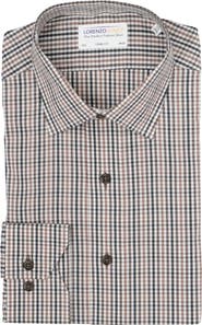 Lorenzo Uomo Plaid Check Trim Fit Stretch Cotton Blend Dress Shirt