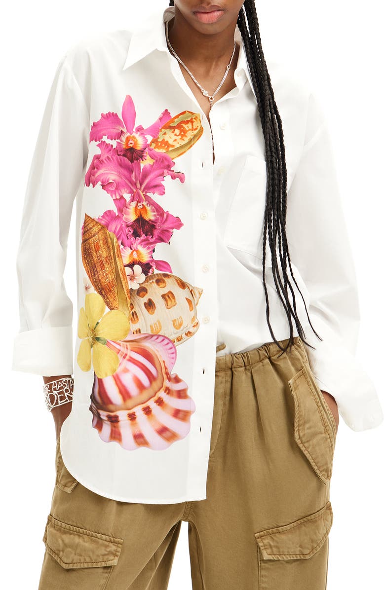 Desigual Cam Shell Lacroix Button-Up Shirt, Main, color, 