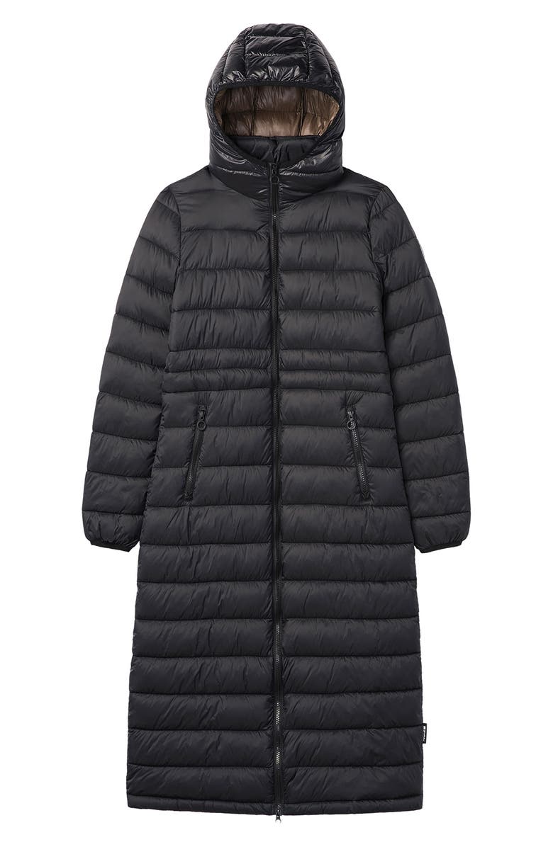 Noize Ivy Lightweight Long Puffer Coat, Alternate, color, Black