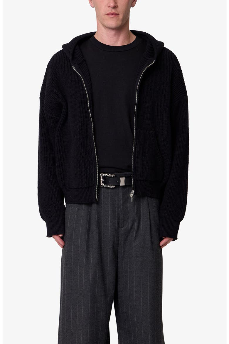 Hooded Zip Cardigan, Main, color, BLACK