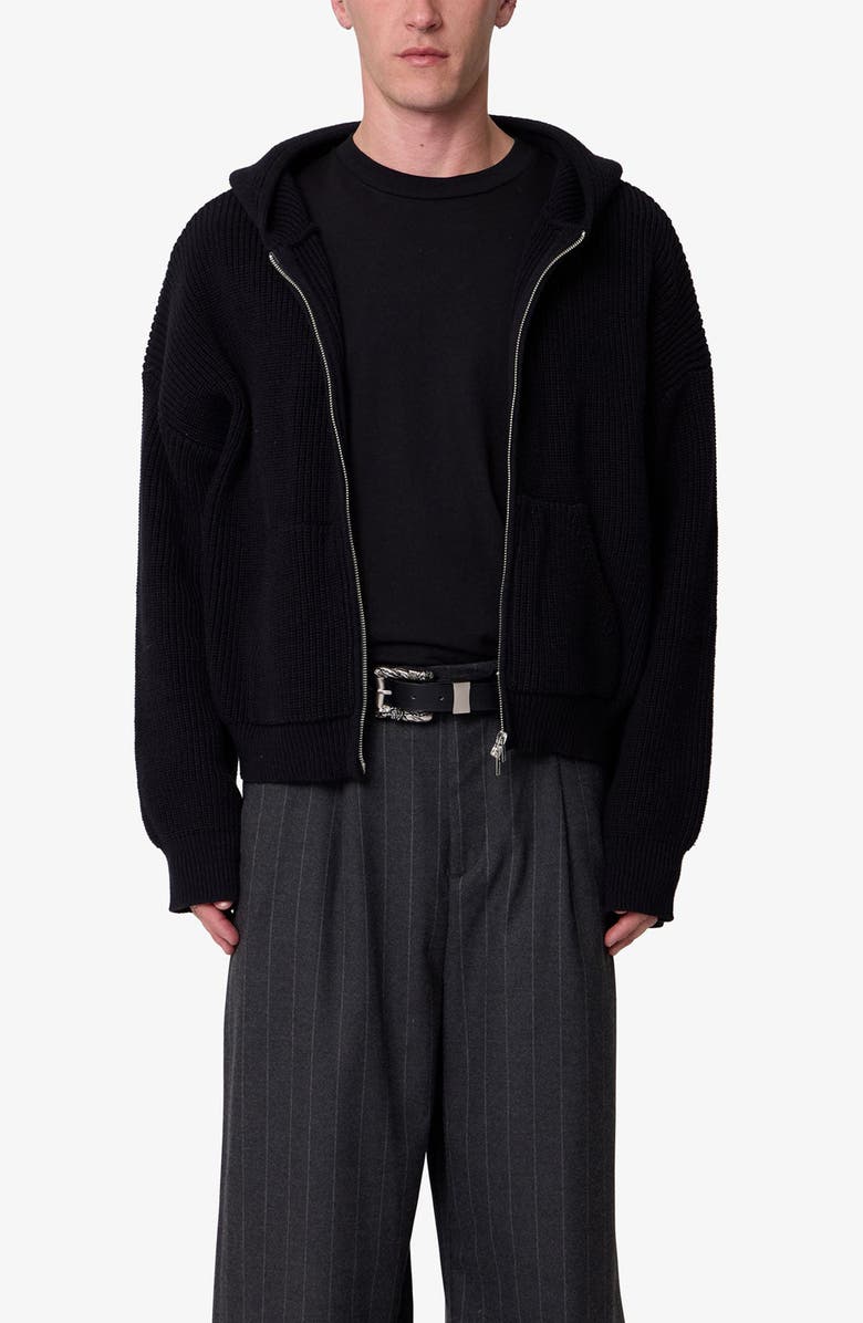 mnml Hooded Zip Cardigan, Main, color, Black