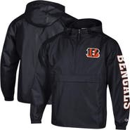 Champion Men's Champion Black Cincinnati Bengals Packable Hooded Windbreaker Half-Zip Jacket