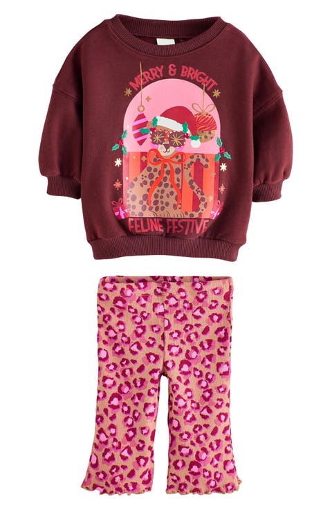 Kids' Festive Sweatshirt & Flare Leggings Set