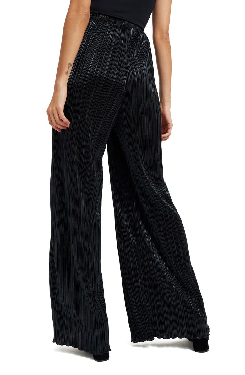 Good American Shine Plissé Pleated Wide Leg Pants, Alternate, color,