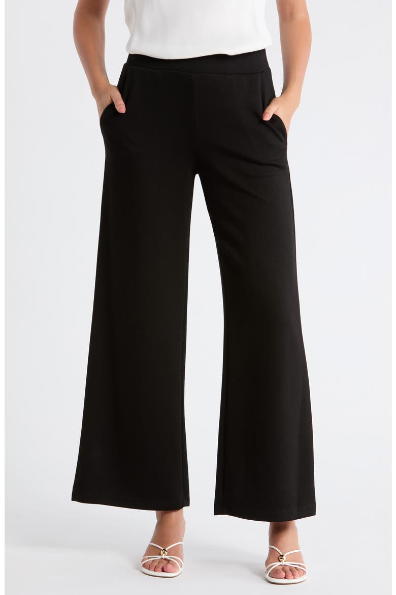 Scuba Knit Crop Wide Leg Pants, Main, color, BLACK